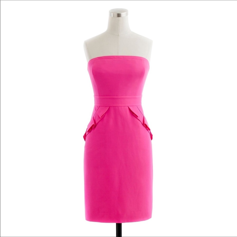 J. Crew Flamenca Strapless Dress Sz 10 Hot Pink